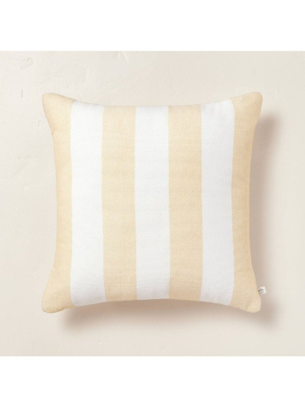 18"x18" Bold Stripe Indoor/Outdoor Square Throw Pillow Gold/Cream- Hearth & Hand